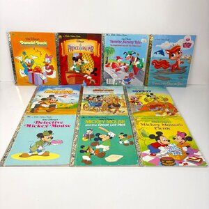 Vintage 10 Little Golden Book Disney Lot Mickey Goofy Donald Nursery Tales Pets